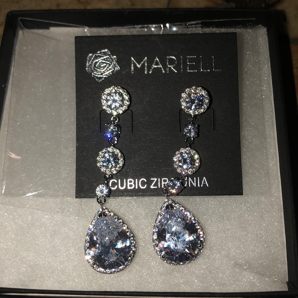 Mariell Pierced Silver Dangle Statement Earrings